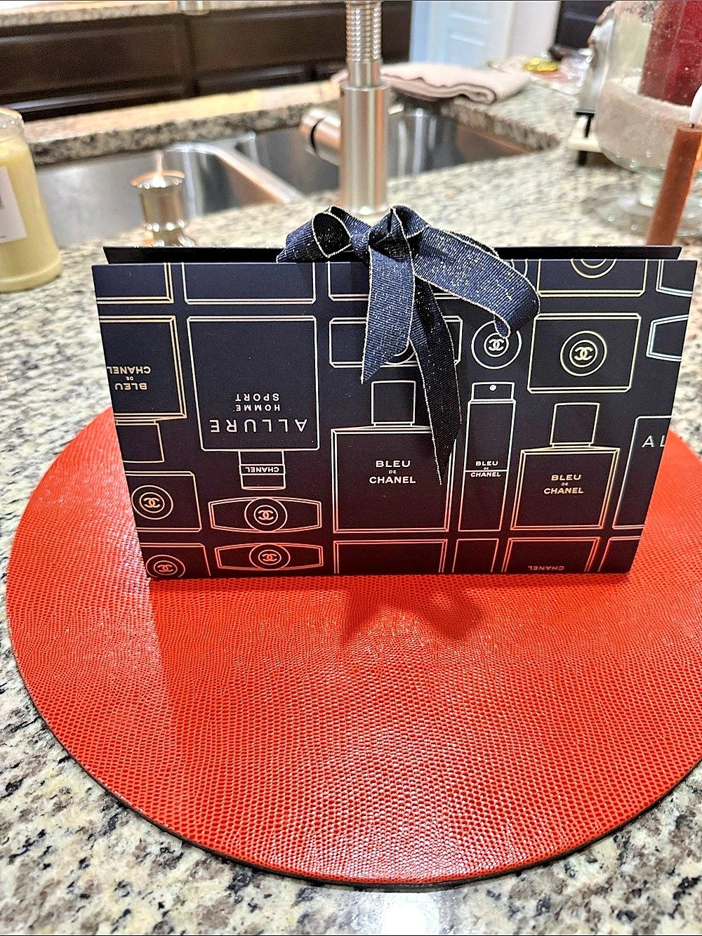 Chanel Holiday Fragrance Gift Bag Gift Bag in Black & Gold Like New